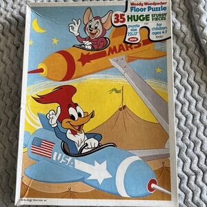 Woody Woodpecker Space Race Mouse Jigsaw Floor Puzzle 35 Pieces Vintage